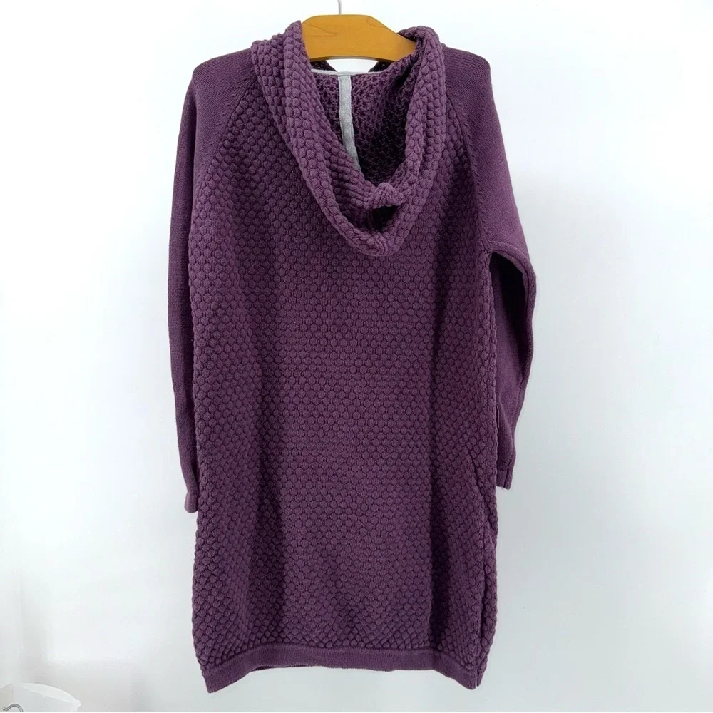 Peek Plum Knit Hoodie Sweater Dress